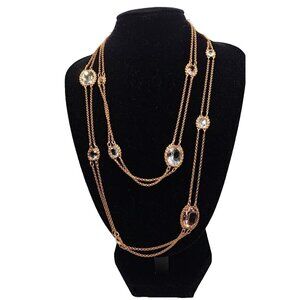 New Swarovski Rose Gold Fragment Multicolor Crystal Double Strand Necklace 2017